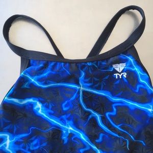 TYR Girls swimsuit, blue/black multi color☀️